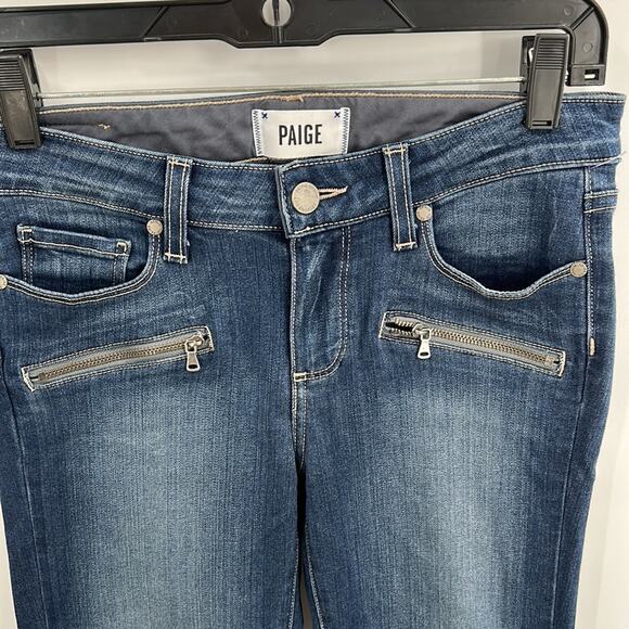 Paige Jane" Zip Women's Zip Ankle Crop Skinny Medium Wash Denim Jeans Size 26 - Picture 2 of 16